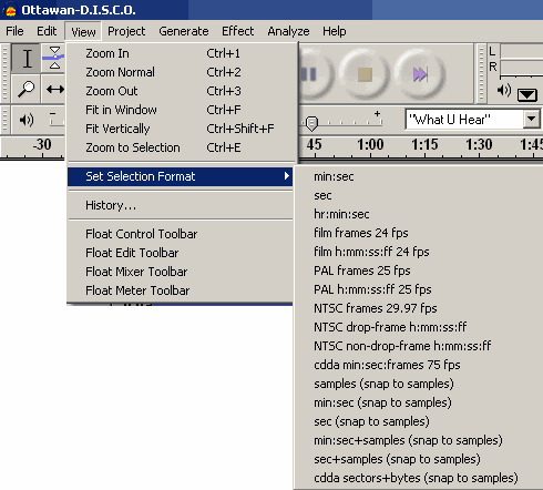 Main view commands selection format